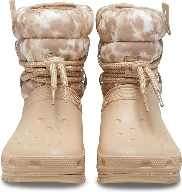 Crocs Classic Neo Puff Luxe Boot Women's Shoes Chai/White : 4 M, Textile - Image 5