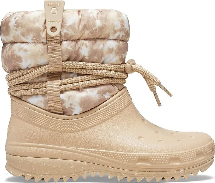 Crocs Classic Neo Puff Luxe Boot Women's Shoes Chai/White : 4 M, Textile - Image 6