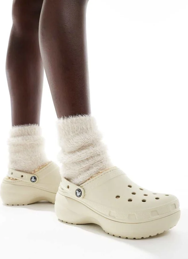 Crocs classic platform lined clogs in bone
