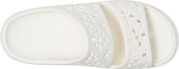Crocs Classic Sandals 2.0 with Floral Cutout Design Sandals Chalk : Men's 8 - Women's 10 Medium, Synthetic - Image 2