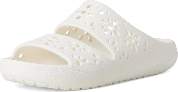 Crocs Classic Sandals 2.0 with Floral Cutout Design Sandals Chalk : Men's 8 - Women's 10 Medium, Synthetic - Image 5