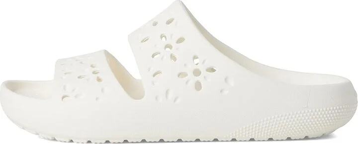 Crocs Classic Sandals 2.0 with Floral Cutout Design Sandals Chalk : Men's 8 - Women's 10 Medium, Synthetic - Image 6