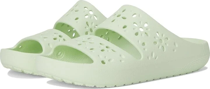 Crocs Classic Sandals 2.0 with Floral Cutout Design Sandals Jade Tint : Men's 2 - Women's 4 Medium, Synthetic
