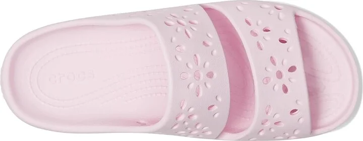 Crocs Classic Sandals 2.0 with Floral Cutout Design Sandals Pink Milk : Men's 5 - Women's 7 Medium, Synthetic - Image 2