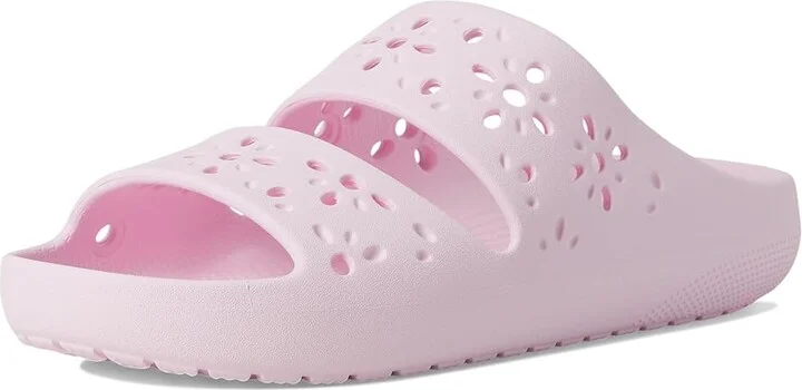 Crocs Classic Sandals 2.0 with Floral Cutout Design Sandals Pink Milk : Men's 5 - Women's 7 Medium, Synthetic - Image 5