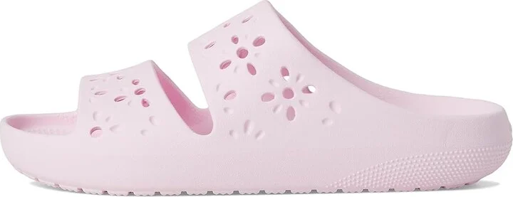 Crocs Classic Sandals 2.0 with Floral Cutout Design Sandals Pink Milk : Men's 5 - Women's 7 Medium, Synthetic - Image 6