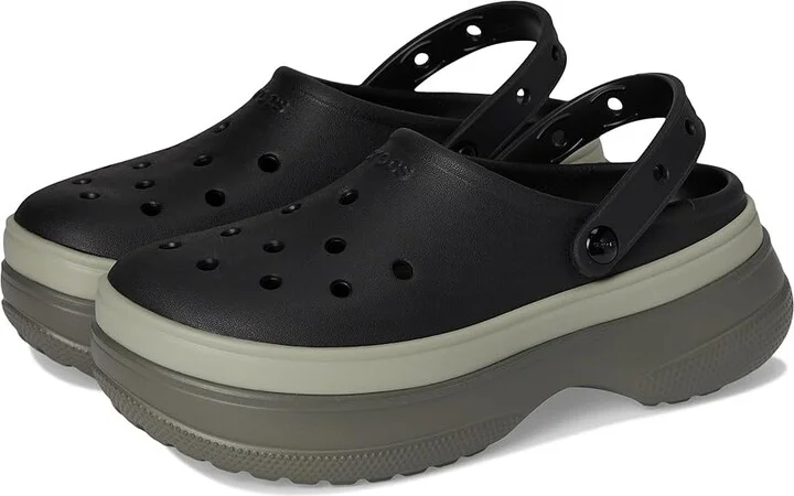Crocs Classic Stacked Clogs Platform Platform Clog Shoes Black : Men's 6 - Women's 8 Medium, EVA