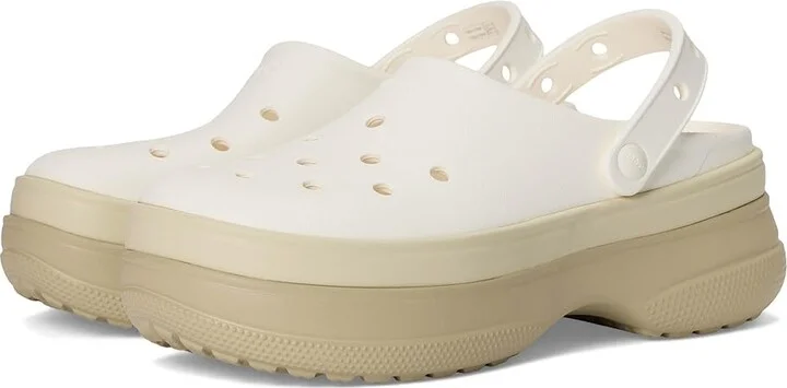 Crocs Classic Stacked Clogs Platform Platform Clog Shoes Chalk : Men's 7 - Women's 9 Medium, EVA
