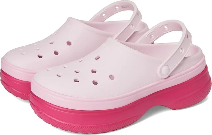 Crocs Classic Stacked Clogs Platform Platform Clog Shoes Dragon Fruit : Men's 2 - Women's 4 Medium, EVA