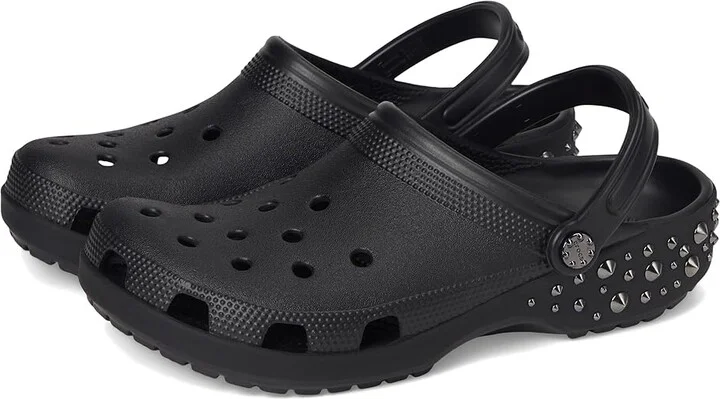Crocs Classic Studded Clog Clog Shoes Black : Men's 3 - Women's 5 Medium, Synthetic