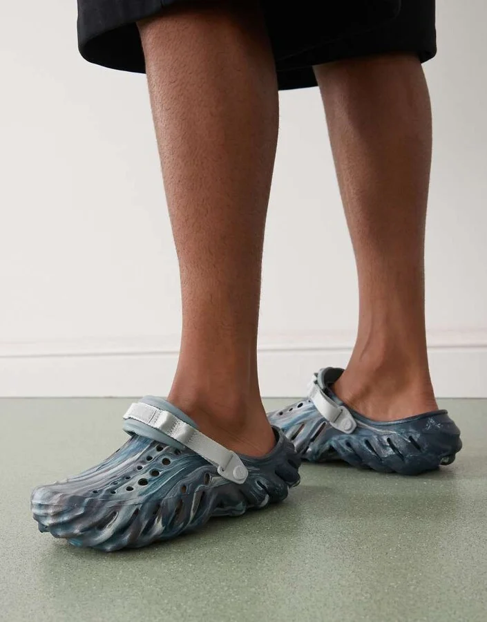 Crocs Echo marbled clogs in black sand/multi