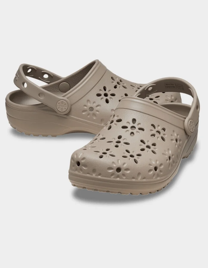 CROCS Floral Cut-Out Womens Classic Clogs