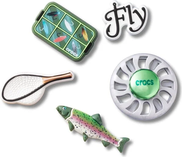 Crocs Jibbitz Fly Fishing Shoe Charms 5-Pack