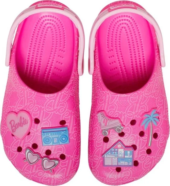 Crocs Kids Mattel Pink Barbie Classic Clogs, Multi, J3