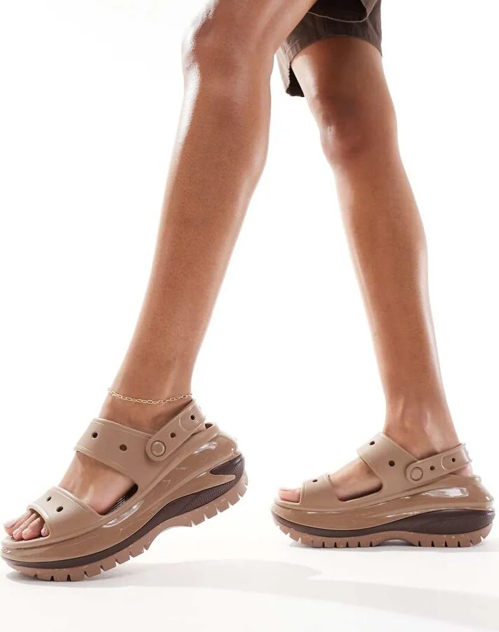 Crocs Mega Crush Sandals In Latte