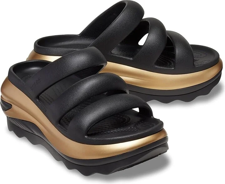 Crocs Mega Crush Triple Strap Sandal Sandals Black/Gold Metallic : Men's 8 - Women's 10 Medium, Synthetic