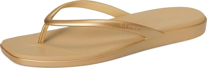 Crocs Miami Flip Flops Women's Sandals Metallic Gold : 10 M, Synthetic - Image 5