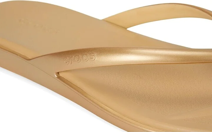 Crocs Miami Flip Flops Women's Sandals Metallic Gold : 10 M, Synthetic - Image 7