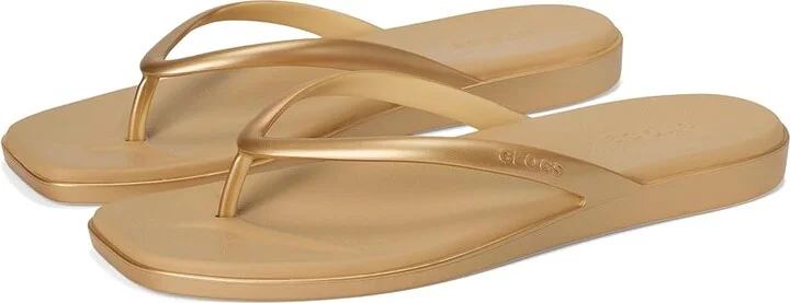Crocs Miami Flip Flops Women's Sandals Metallic Gold : 10 M, Synthetic