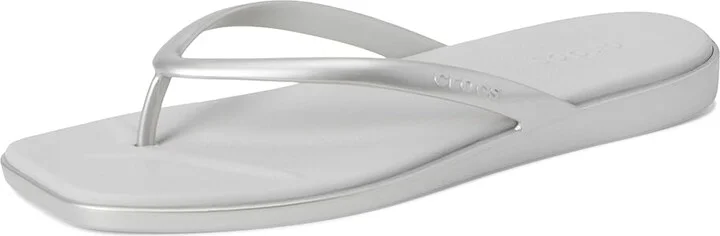 Crocs Miami Flip Flops Women's Sandals Silver : 8 M, Synthetic - Image 5