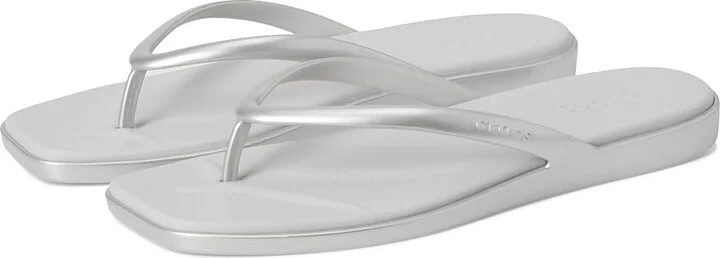 Crocs Miami Flip Flops Women's Sandals Silver : 8 M, Synthetic