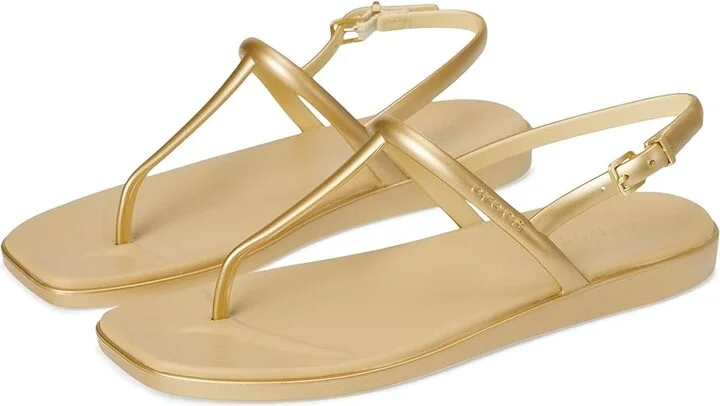 Crocs Miami Thong Sandal Women's Sandals Metallic Gold : 6 M, Synthetic