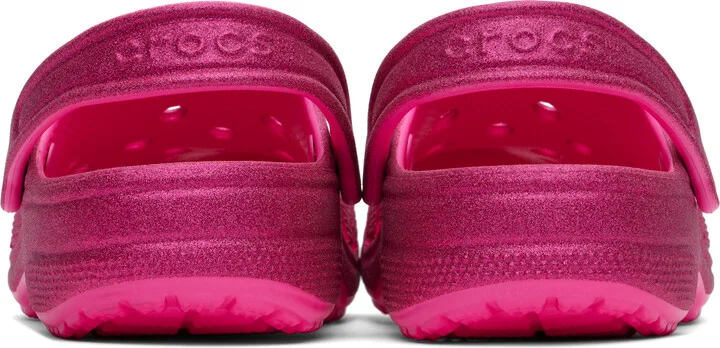 Crocs Pink Classic Glitter Clogs - Image 2