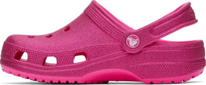 Crocs Pink Classic Glitter Clogs - Image 3