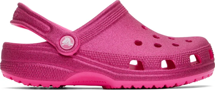 Crocs Pink Classic Glitter Clogs