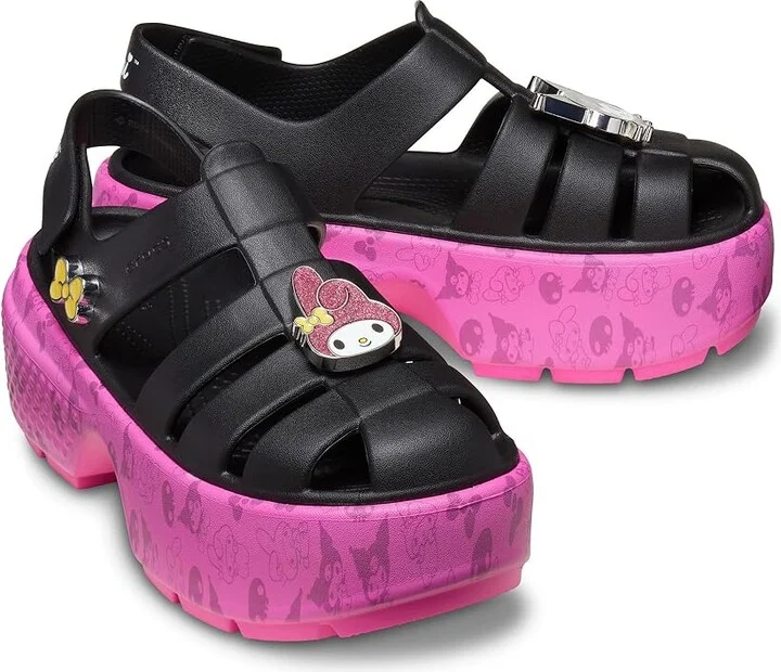 Crocs Sanrio My Melody / Kuromi Stomp Sandal Sandals Black/Pink : Men's 5 - Women's 7 Medium, Synthetic