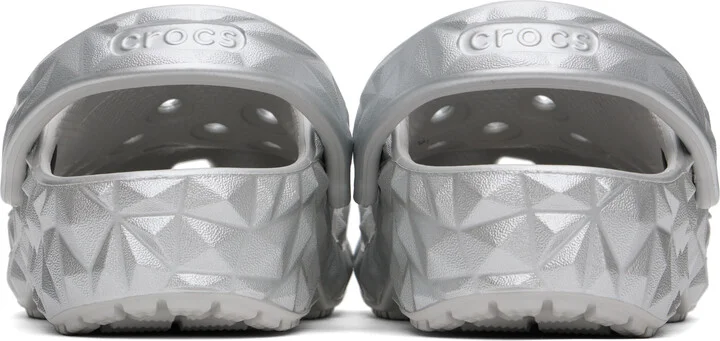 Crocs Silver Classic Metallic Geometric Clogs - Image 2