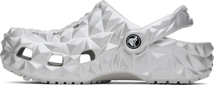 Crocs Silver Classic Metallic Geometric Clogs - Image 3