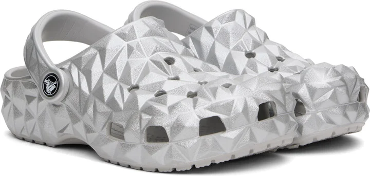 Crocs Silver Classic Metallic Geometric Clogs - Image 4