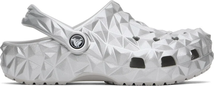 Crocs Silver Classic Metallic Geometric Clogs