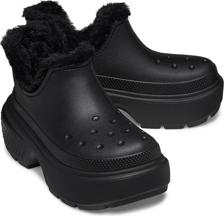 Crocs Stomp Lined Shorty Boots Boots Black/Black : Men's 5 - Women's 7 Medium, EVA/Faux Fur
