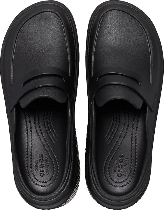 Crocs Stomp Loafers Flat Shoes Black/Black : Men's 6 - Women's 8 Medium, Rubber/Synthetic - Image 2