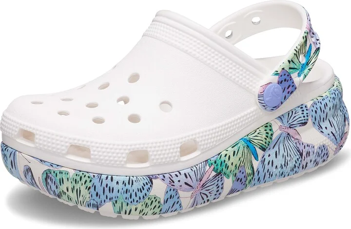 Crocs Unisex Classic Crush Clog White/Multi Butterfly Men's 13