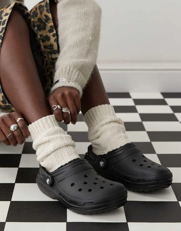 Crocs unisex classic lined clogs in black