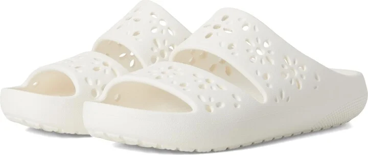 Crocs Unisex Classic Sandals 2.0 with Floral Cutout Design Chalk Men 9