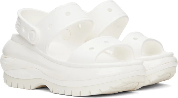 Crocs White Mega Crush Sandals - Image 4