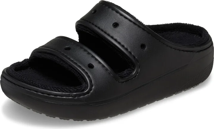 Crocs™ Classic Cozzzy Towel Sandals for Men and Women – Croslite™ Foam – EVA and Textile Upper – Round Toe Black Men's 10