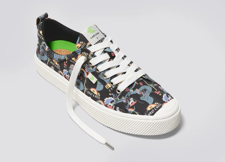 Crooked OCA Low Black Graphic Print Canvas Sneaker Women - Image 4
