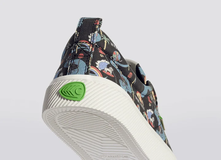 Crooked OCA Low Black Graphic Print Canvas Sneaker Women - Image 6