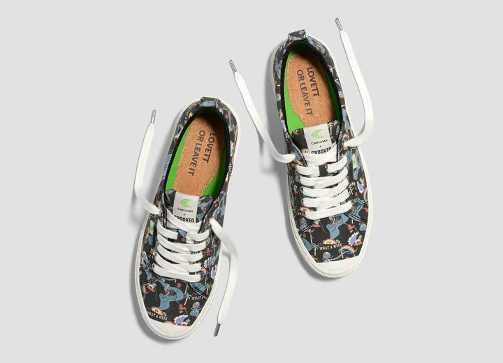 Crooked OCA Low Black Graphic Print Canvas Sneaker Women - Image 7