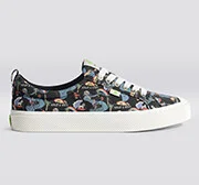 Crooked OCA Low Black Graphic Print Canvas Sneaker Women - Image 9