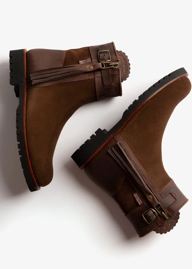 Cropped Leather Tassel Waterproof Boot - Image 3