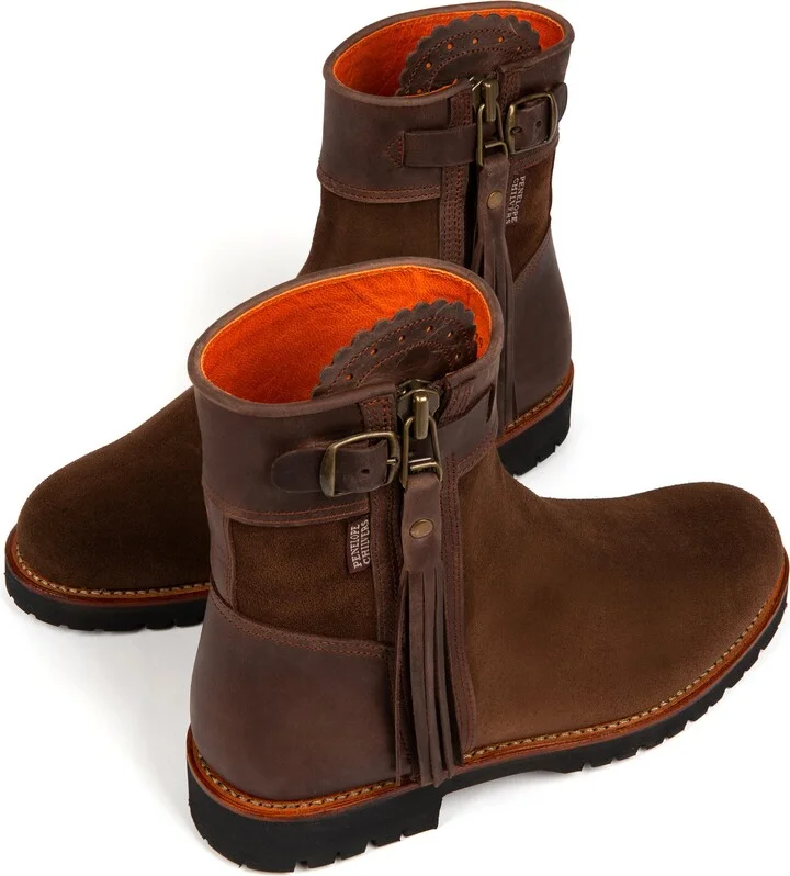 Cropped Leather Tassel Waterproof Boot - Image 4