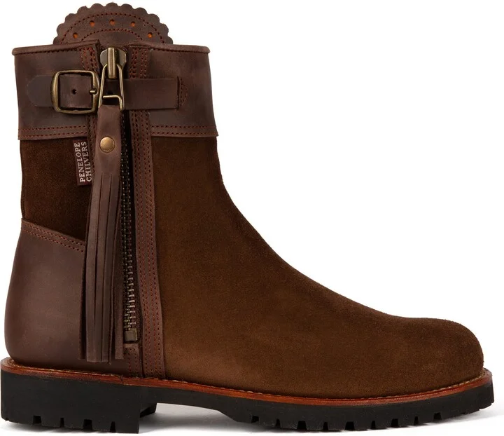 Cropped Leather Tassel Waterproof Boot
