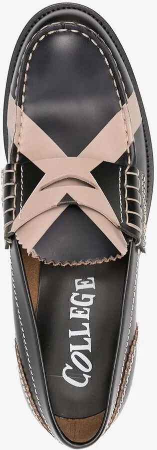 Cross-Print Calf Leather Loafers - Image 3