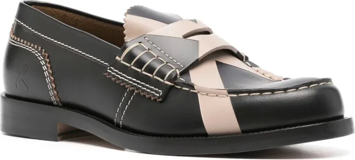 Cross-Print Leather Loafers - Image 2